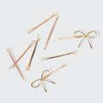 Load image into Gallery viewer, Metal Enamel Cloud &amp; Bow Bobby Pins 8pc Set - Rosewood
