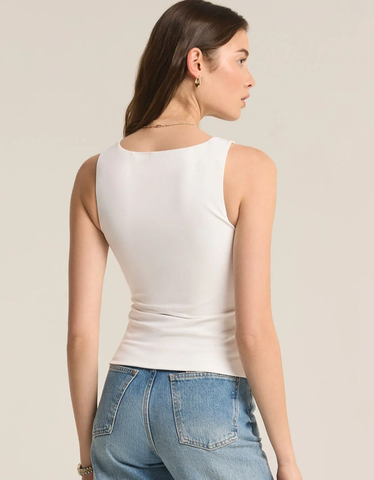 AVALA V-NECK SO SMOOTH TOP-WHITE