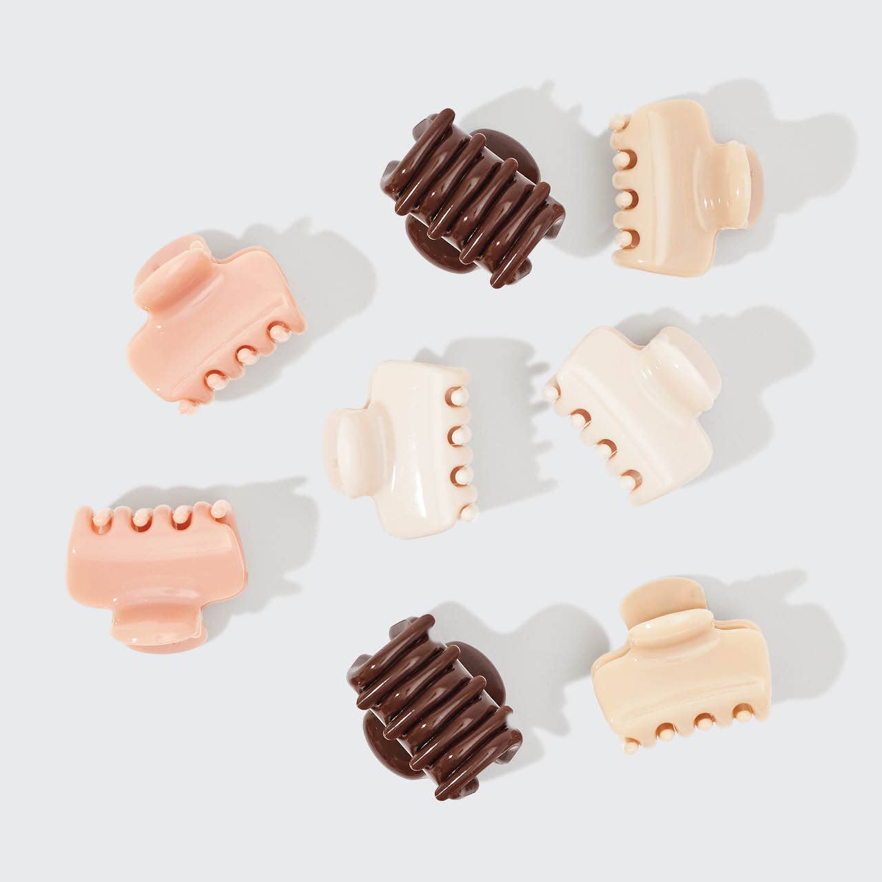 MINI PUFFY CLAW CLIPS RECYCLED PLASTIC 6 PCS SET  / Rosewood