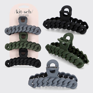 ECO-FRIENDLY CHAIN CLAW CLIP 3PCS SET -  Black/Moss