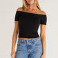 BETH OFF SHOULDER TOP / BLACK