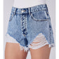 RIPPED HEM DENIM SHORTS/ ACID WASH