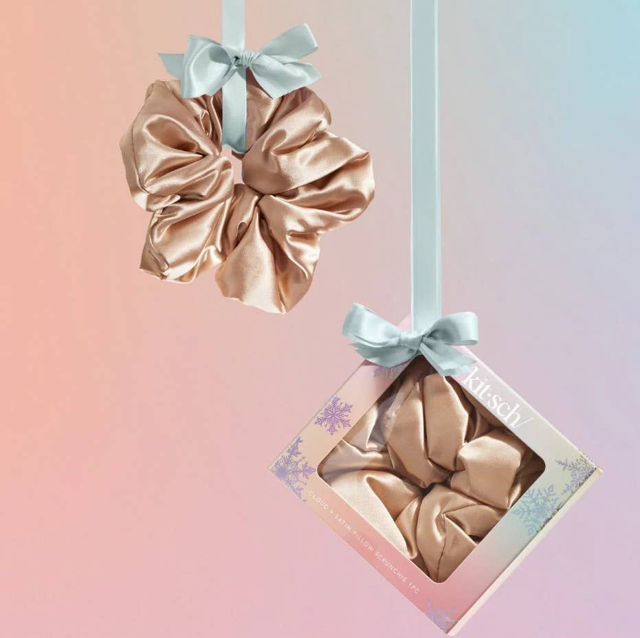 HOLIDAY CLOUD 9 SATIN PILLOW SCRUNCHIES 1 PC/ Champagne