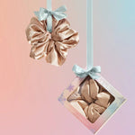 Load image into Gallery viewer, HOLIDAY CLOUD 9 SATIN PILLOW SCRUNCHIES 1 PC/ Champagne
