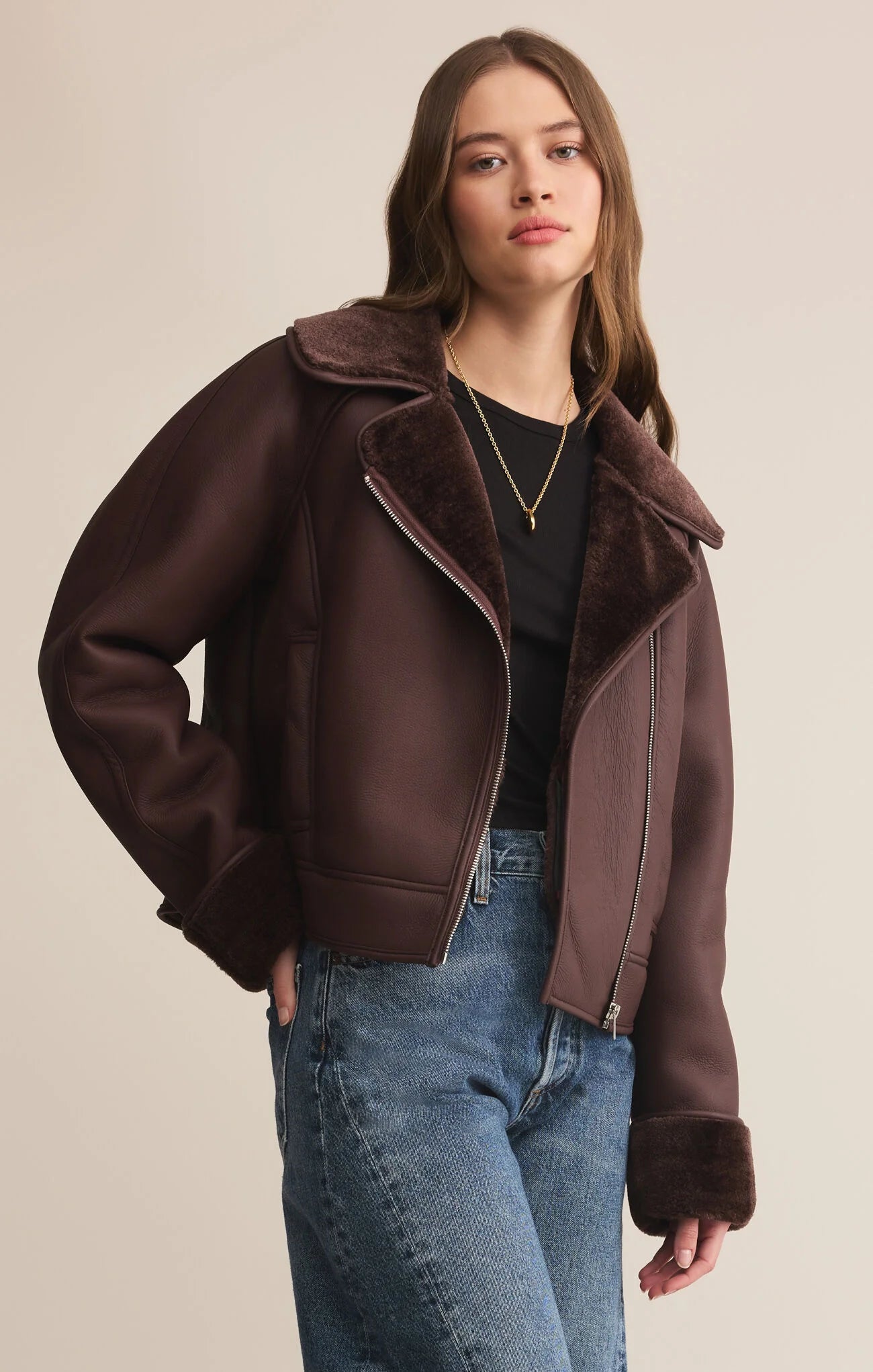 LOCKLIN SHERPA JACKET / CHOCOLATE CHERRY