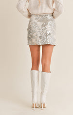 Load image into Gallery viewer, AURA SEQUIN MINI SKIRT / CHAMPAGNE SILVER
