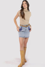 Load image into Gallery viewer, MOST LIKELY EMBROIDERED DENIM SKIRT
