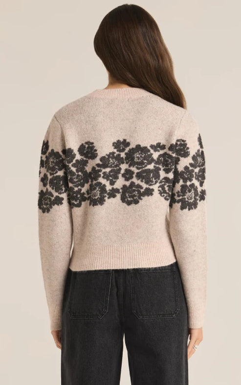 MARISOL FLORAL SWEATER / LIGHT OATMEAL