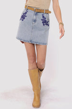 Load image into Gallery viewer, MOST LIKELY EMBROIDERED DENIM SKIRT
