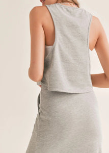 BREAK A SWEAT CROP TANK / HEATHER GREY