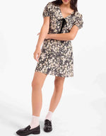 Load image into Gallery viewer, PAINTED FIELDS TIE NECK MINI DRESS
