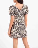 Load image into Gallery viewer, PAINTED FIELDS TIE NECK MINI DRESS
