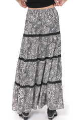 Load image into Gallery viewer, COOL GIRL TIERED PAISLEY MAXI SKIRT
