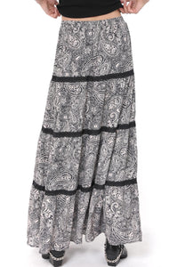 COOL GIRL TIERED PAISLEY MAXI SKIRT