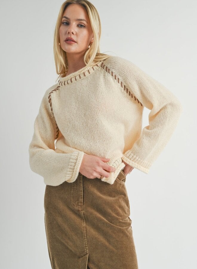 REYNA STICH DETAIL SWEATER/ IVORY