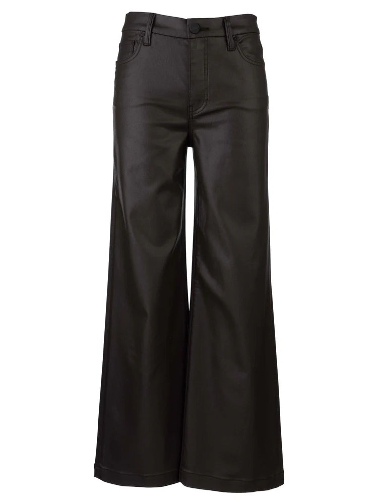 MEG COATED HR FAB AB WIDE LEG / CHOCOLATE