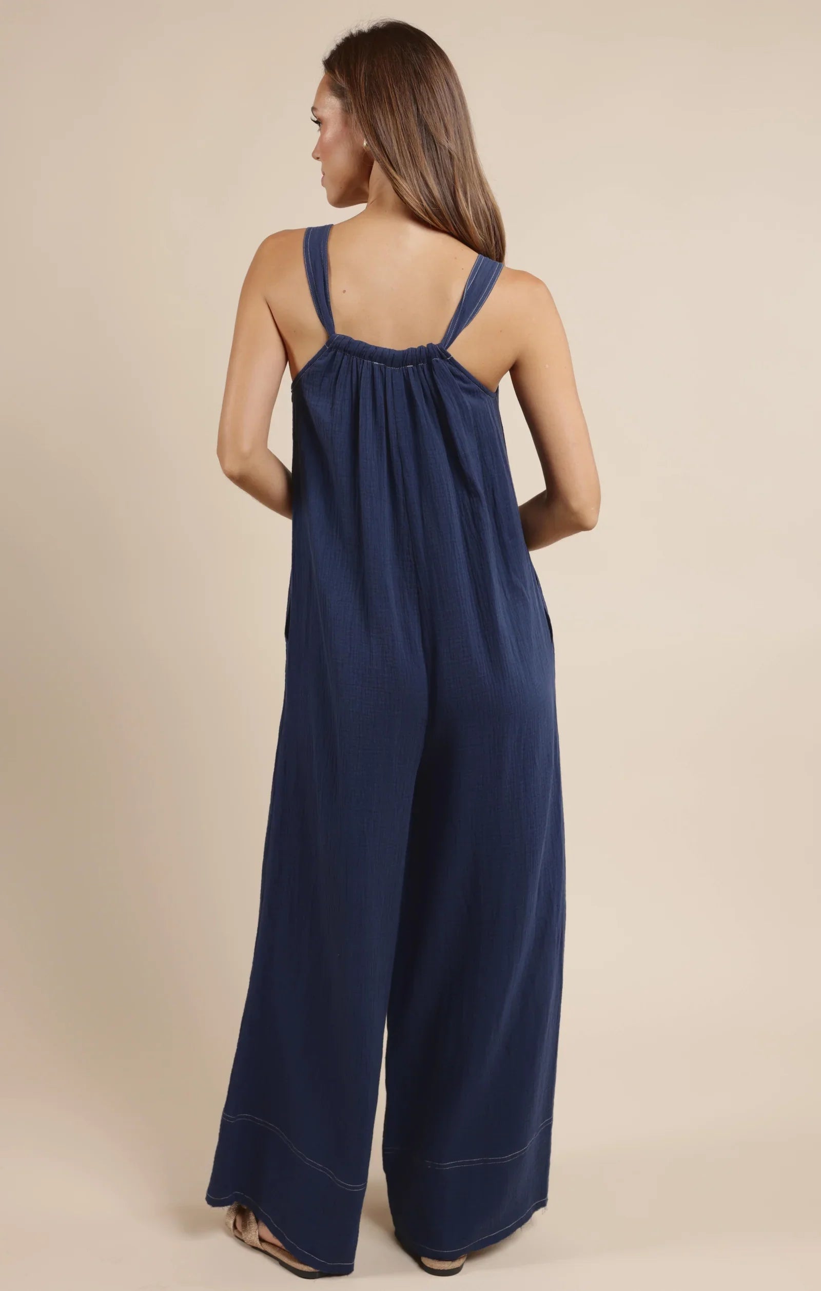 BREEZY LANE FRAYED HEM JUMPSUIT