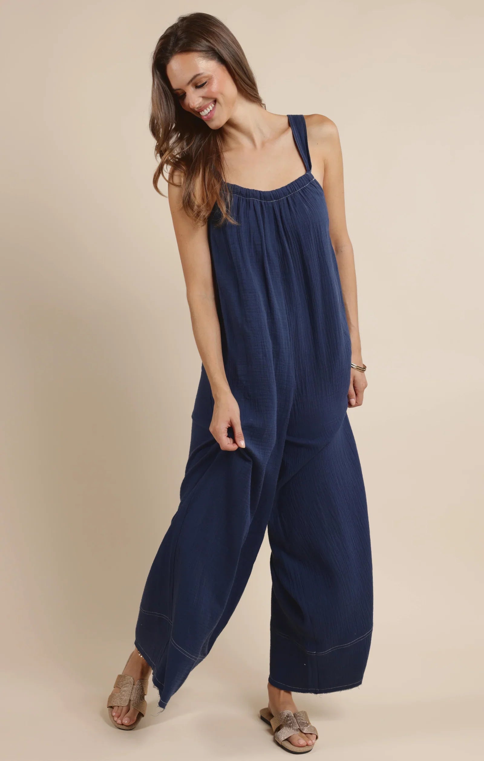 BREEZY LANE FRAYED HEM JUMPSUIT