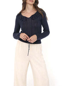 MAGGIE RUFFLE COLLAR SWEATER