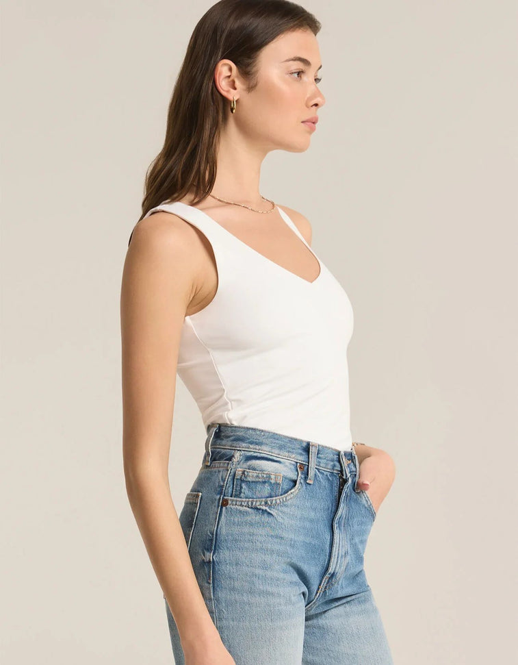 AVALA V-NECK SO SMOOTH TOP-WHITE