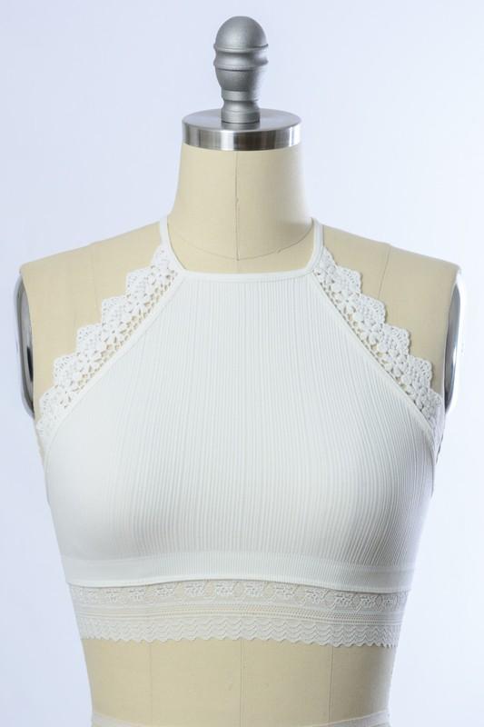 CROCHET LACE TRIM BRALETTE / IVORY