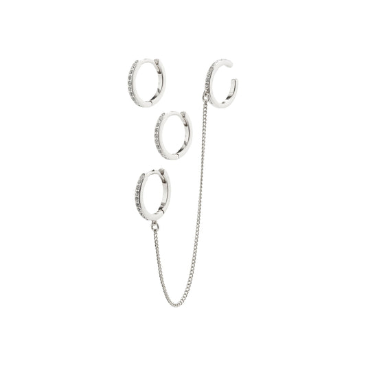 BLOSSOM RECYCLED HOOPS AND CUFF 2-IN-1 / SILVER PLATED