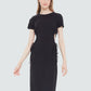 DRAWSTRING CUTOUT KNIT DRESS