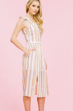 Load image into Gallery viewer, APRON RUFFLE STRAP MIDI DRESS
