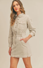 Load image into Gallery viewer, ECHO’S SISTER DISTRESSED DENIM MINI DRESS
