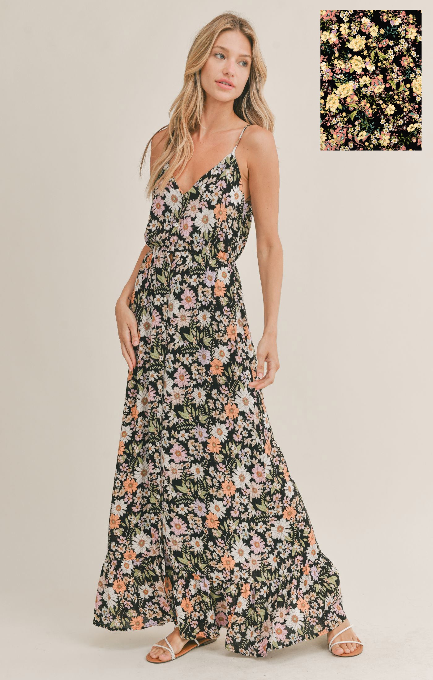 GETAWAY GARDEN BUTTON MAXI DRESS