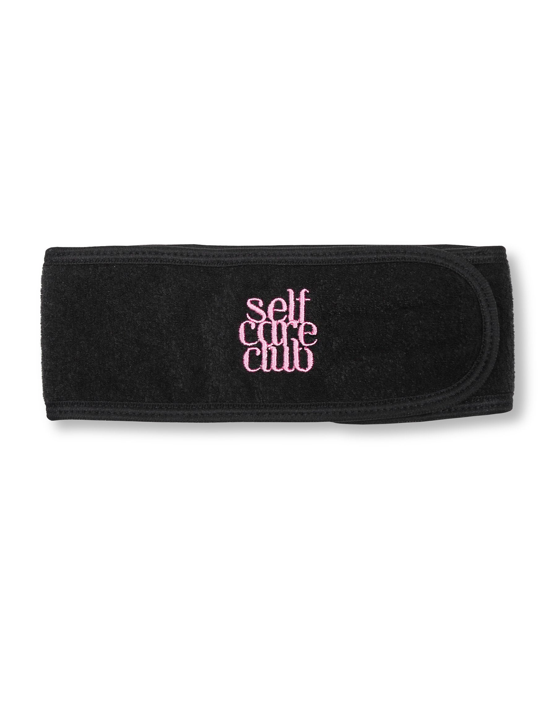 "SELF CARE CLUB" Towel Headband/ BLACK